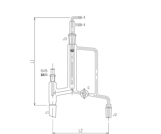 65-1839-19 Manual Reflux Glass Cock 24/40 19/38 3534-4L3L
