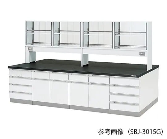 3-7806-01 Laboratory center bench (Wood Type) 1800 x 1200 x 800/1800mm with glass doors SBJ-1812G