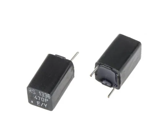 63-4560-20 RS PRO Polystyrene Capacitor 470pF 63V dc ±1% Tolerance Through Hole 7.5mm diameter 116-240