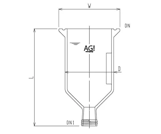 61-4719-05 Conical Reaction Vessel (45°) With Stirring Baffle 3954-300-45C-A