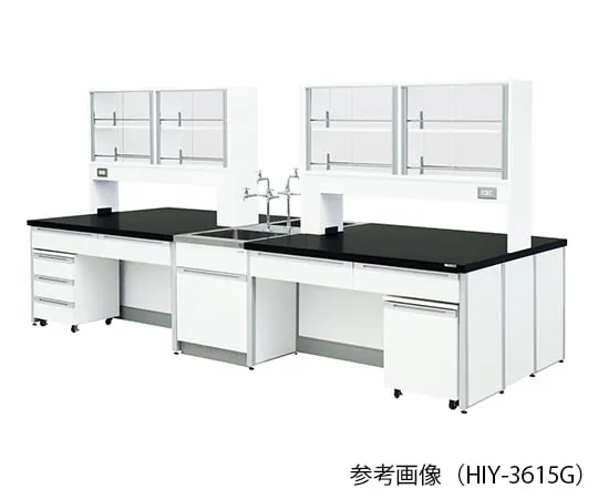 3-7878-01 Laboratory center bench (Frame Type) 2400 x 1200 x 800/1800mm with glass doors HIY-2412G