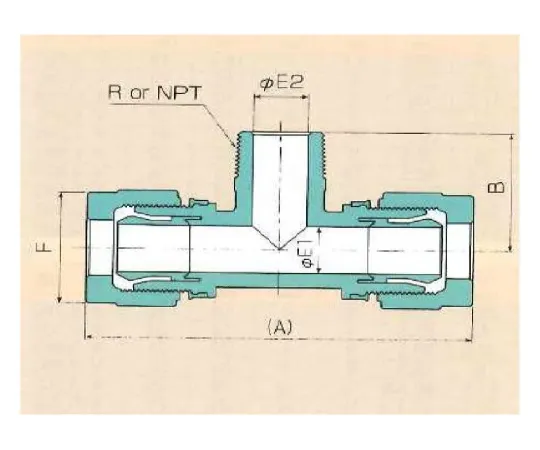 62-7093-22　［Discontinued］USL/XSP Fitting Mail Branch (Millimeters) 4φ x PT 1/4 00N-112-01　00N-112-01