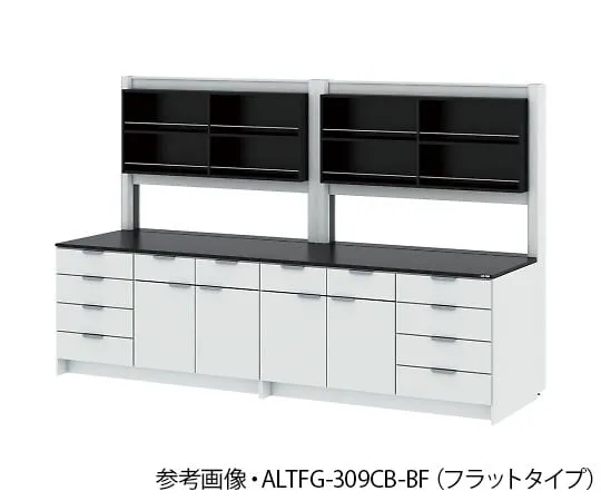 4-3434-01 Side Laboratory Table (Wooden Cabinet Type/With Storage Shelf Unit) Flat Type 1800 x 900 x 850/1900 mm ALTFG-189CB-BF