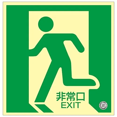 61-3397-38 Medium Luminance Phosphorescent Type Direction Sign On The Floor EMERGENCY EXIT Floor 11 70011