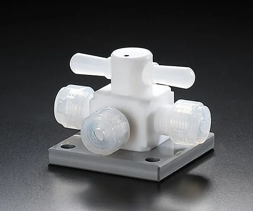 61-3537-39 Fluorocarbon Resin Three-Way Valve Injection Type with Base 6φ NR1328-01