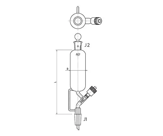 61-0187-26 Cylindrical Funnel with Sliding Needle Valve 30mL 3734-30N-3L