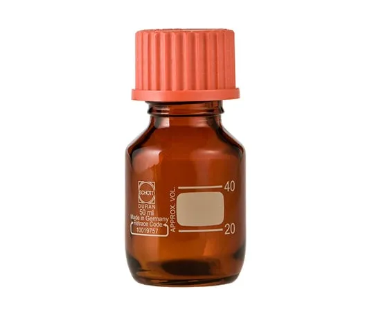 61-4411-65 Screw Cap Bottle (Medium Bottle) Amber with Red Cap 50mL 017210-501A
