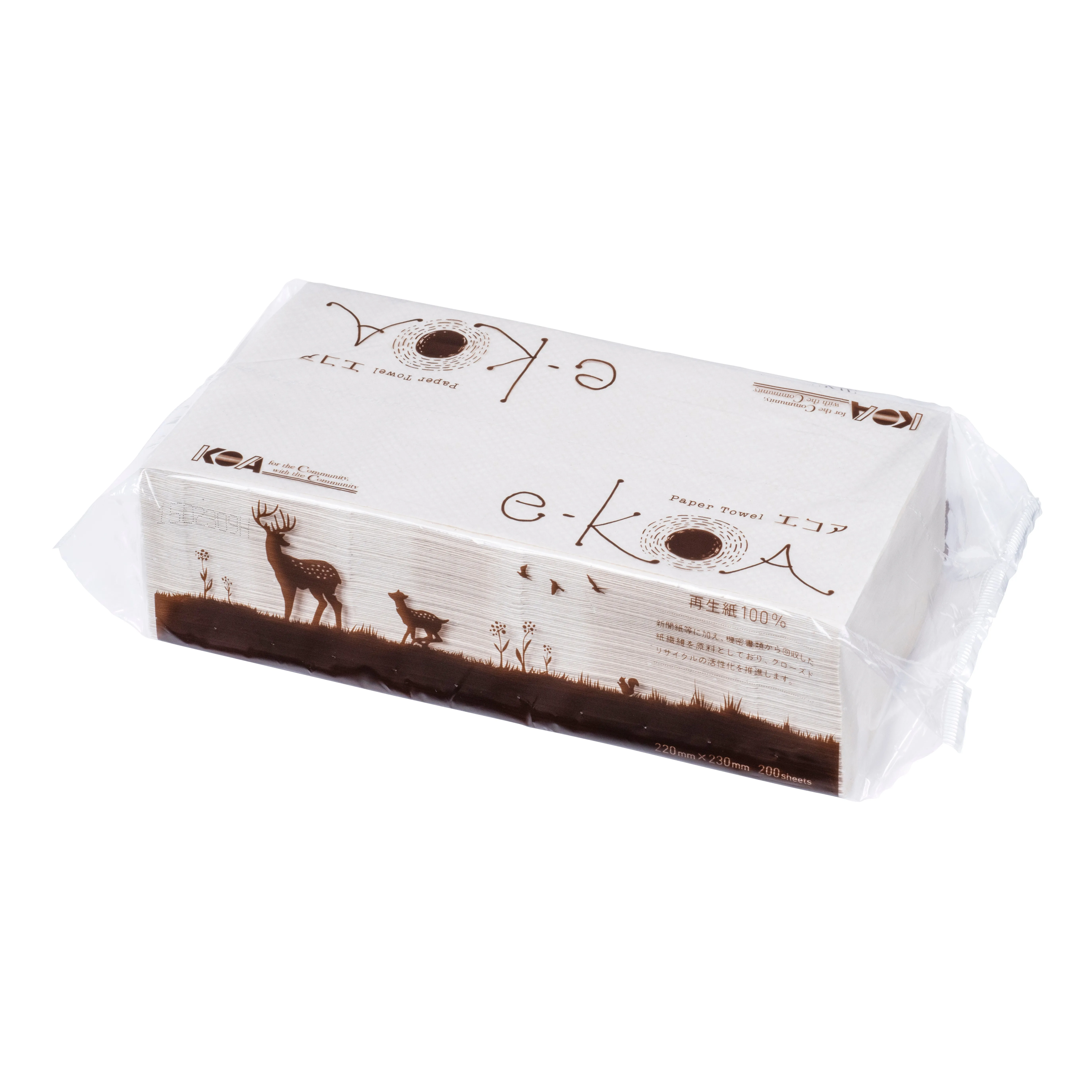 4-3595-01 e-KOA Paper Towel (100% Recycled Paper) 1 Pack Sepia White (200 Sheets)