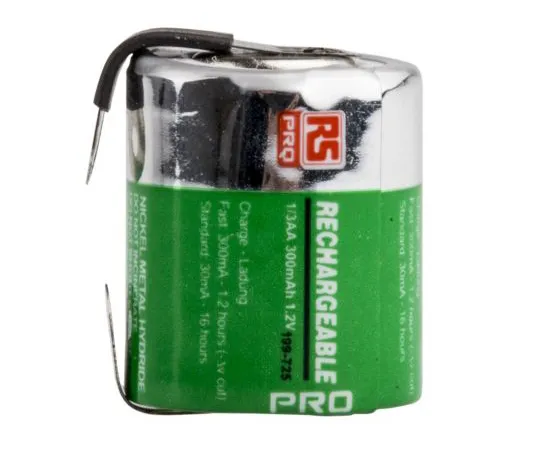 63-4584-36 RS PRO, 1.2V, 1/3 AA, NiMH Rechargeable Battery, 300mAh 199-725