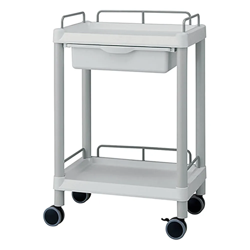 3-6639-02 Mobile Easy Cart (Wiith Guard Frame: Gray) 2 Stages 532 x 368 x 819 Wiith Drawer ME11EH