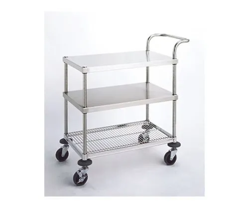 61-3797-31 W10 Type Service Wagon (Shelf Board, Column/Stainless Steel (SUS304)) D460 x W610 x H950mm W10A-S4606