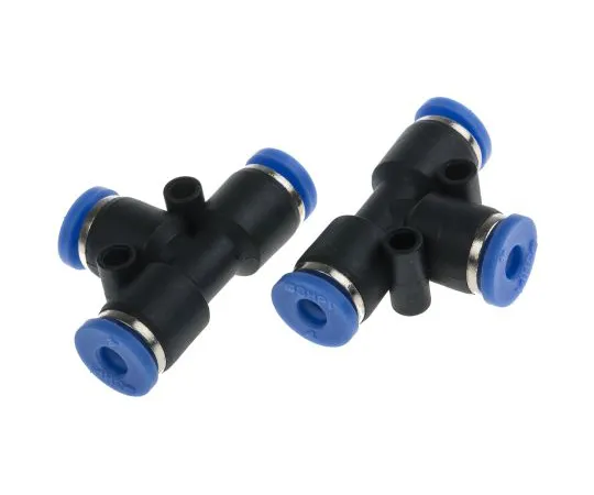 63-5177-95 RS PRO Pneumatic Tee Tube-to-Tube Adapter, Push In 4 mm x Push In 4 mm x Push In 4 mm 916-0899