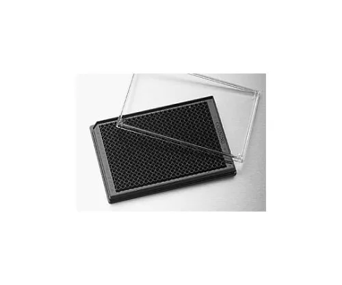 61-4689-70 Low Volume Solid Plate 384 Well Black Flat Bottom Cell Cultivated Surface Treatment Processed Sterilized with Lid 3822