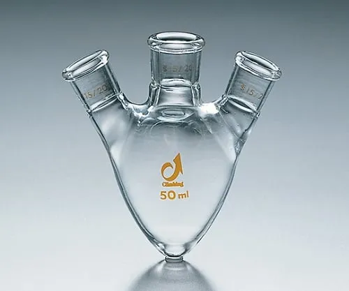 61-0035-44 TS Semi-Micro Pear-Shaped 3 Neck Flask 25, Inner 15/20 Side 15/20 CL0126-01-10