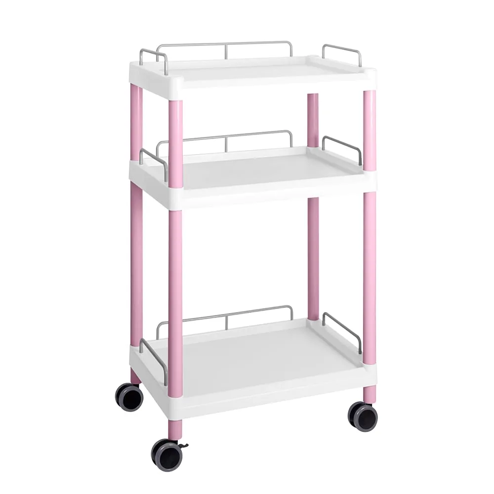 3-6644-07 Mobile Easy Cart (Tall Type/Wide 32) Pink 3 Stages Wiith Guard Frame ME32G