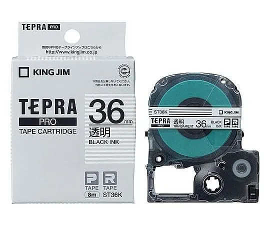 61-0601-41 Tepra PRO Label Printer Tape-Cartridge, Black Characters on Clear 36mm ST36K