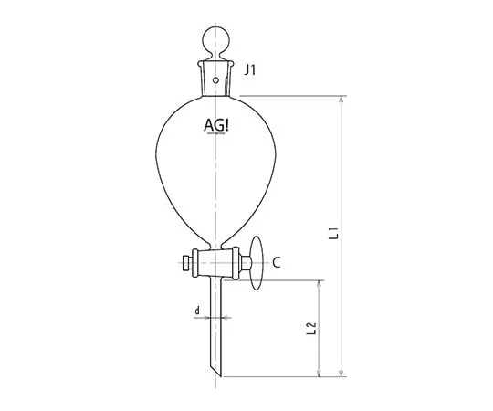 61-0186-03 Sphere Separatory Funnel Glass Cock 100mL 3700-100