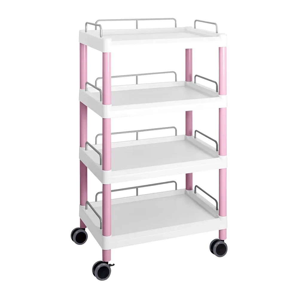 3-6644-09 Mobile Easy Cart (Tall Type/Wide 32) Pink 4 Stages Wiith Guard Frame ME32J