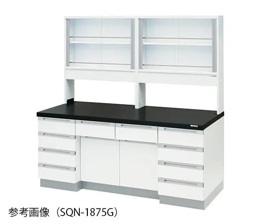 3-4343-11 Laboratory side bench (Wooden type with glass door) 1800 × 750 × 800/1800mm SQN-1875G