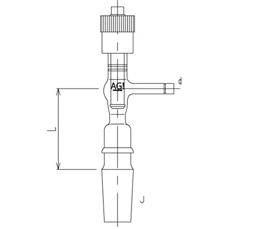 65-2345-56 Exhaust Tube with High Vacuum Greaseless Valve Male Grooved High Vacuum Greaseless Valve Core Rod Material: PTFE SQG - 14/25 2490-0M-G-9