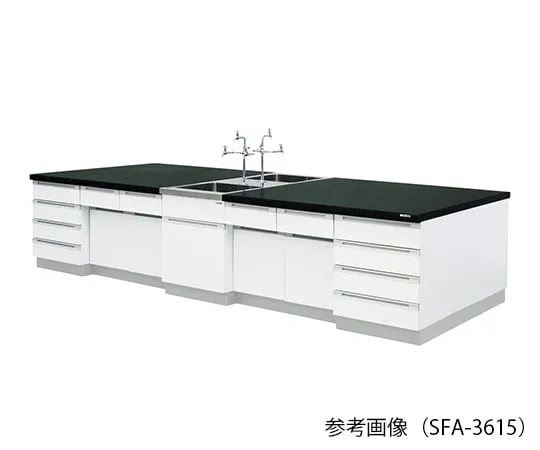 3-7771-01 Central Laboratory Bench (Wooden Type) 2400 x 1200 x 800mm SFA-2412