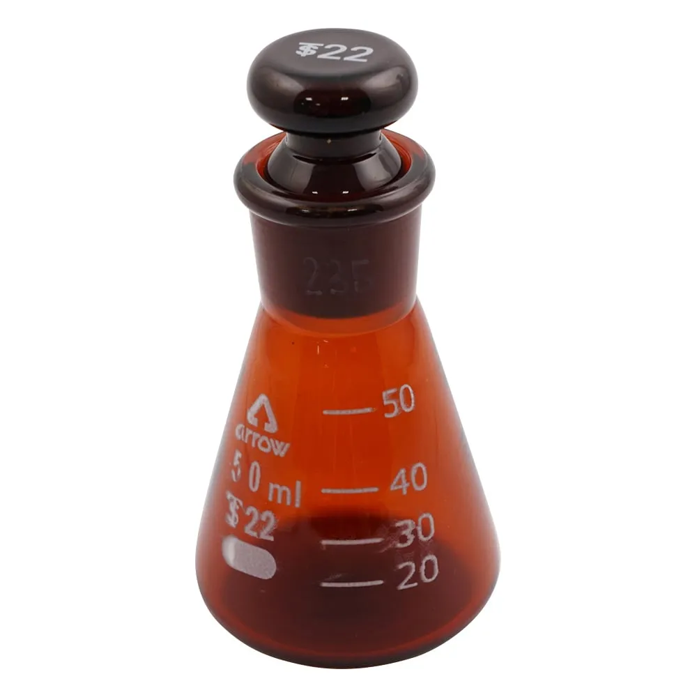 3-9677-01 Triangular Flask With Ground-In Stopper (Amber) 50mL 50
