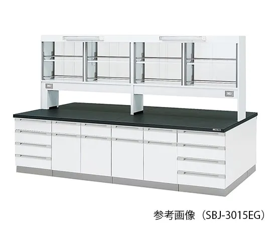 3-7810-01 Laboratory center bench (Wood Type) 1800 x 1200 x 800/1870mm glass door with LED lighting SBJ-1812EG