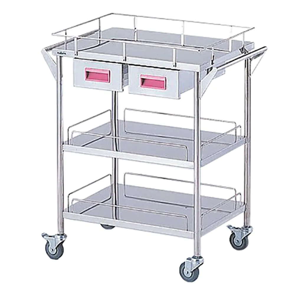 8-2529-02 Storage Stainless Steel Cart 3 Stages Knob Pink 600 x 450 x 835mm CHS-3H-P