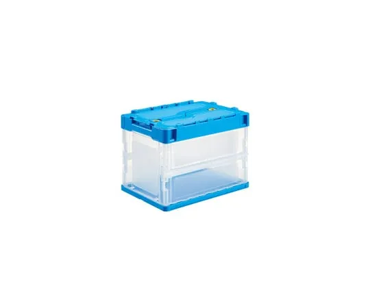 63-1673-87 Collapsible Container (flat), Clear Blue w/Lid 20L C-20B