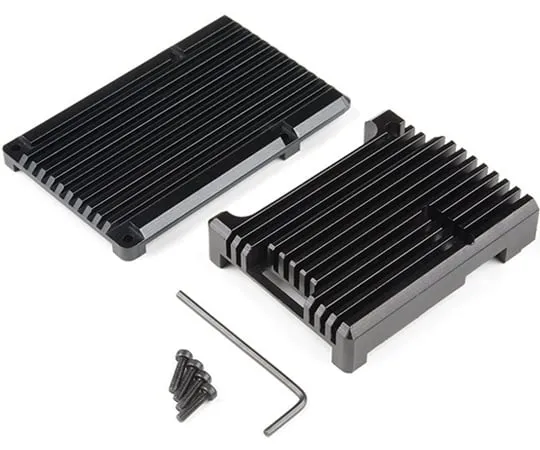 67-0425-76 Aluminum Heatsink Case for Raspberry Pi 4 - Obsidian Black PRT-15773