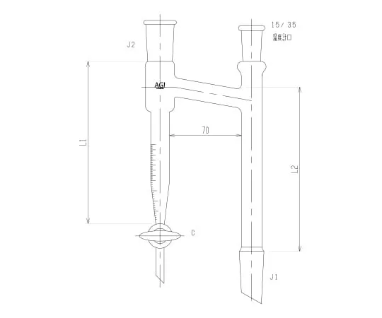 62-2110-39 Distilling Receiver Glass Cock with Thermometer Port 3658-10-4L