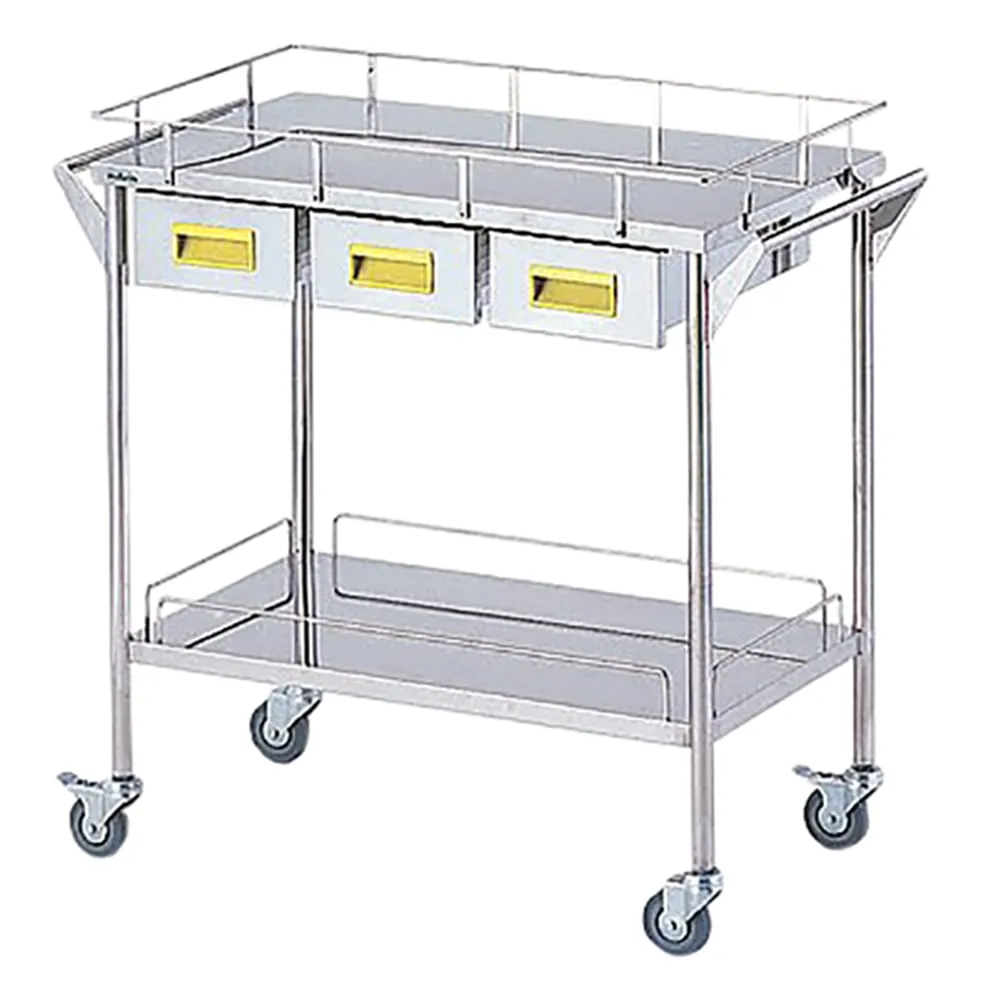 8-2530-03 Storage Stainless Steel Cart 2 Stages Knob Yellow 750 x 450 x 835mm CHW-2H-Y