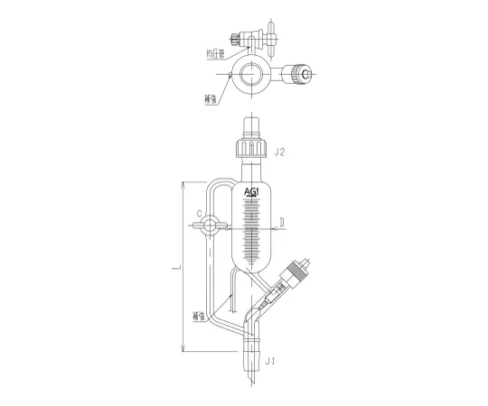 62-2111-24 Equilibrium Type Dripping Funnel (with PTFE Tap) Needle Valve 100 mL 3751-100-3M-9