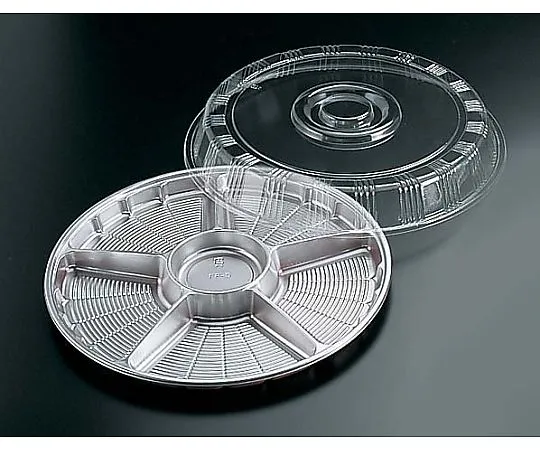 62-6652-60 Circle Tray with Transparent Lid (20 Sets) Silver (6 Dividers) FP-3