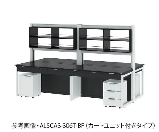 4-3373-01 Central Laboratory Table (Steel Type/with Storage Shelf Unit) with Cart Unit 1200 x 1650 x 850/1900 mm ALSCA3-126T-BF