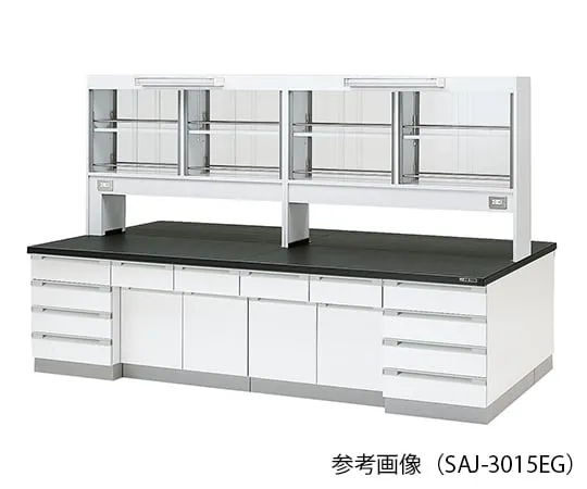 3-7779-01 Laboratory center bench (Wood Type) 1800 x 1200 x 800/1870mm glass door with LED lighting SAJ-1812EG