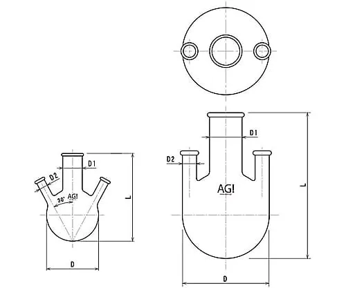 61-3629-70 3 Neck Round-Bottom Flask with Rim 50mL 3316-50