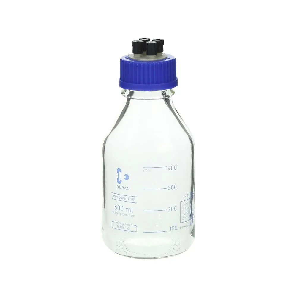 61-4412-21 HPLC Screw Cap Bottle with 4 Port Cap 500mL 017270-500A