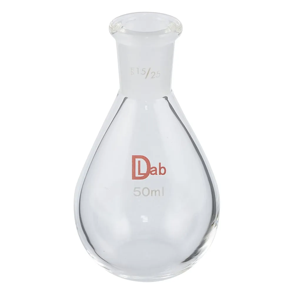 3-9676-01 Common Sliding Flat Bottom Eggplant-Shaped Flask (Borosilicate Glass-1) 50mL 15/25