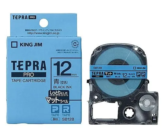 61-0601-90 Tepra PRO Label Printer Tape Cartridge Matte Label Black Characters On Blue 12mm Width SB12B