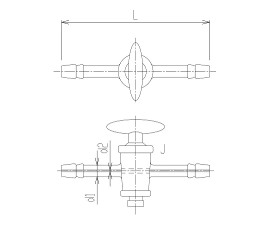 62-2090-44　［Discontinued］Capillary Tube 2-Cock Glass Cock/With Rubber Stopper　2160-126