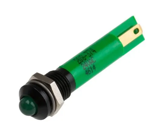 63-4586-34 RS PRO Green Indicator, 24 V ac, 8mm Mounting Hole Size, Solder Tab Termination 208-374