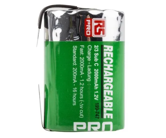 63-4584-38 RS PRO, 1.2V, 2/3 SC, NiMH Rechargeable Battery, 2Ah 199-747