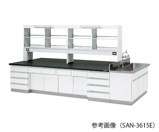 3-7785-01 Laboratory center bench (Wood Type) 2400 x 1200 x 800/1870mm with LED lighting SAN-2412E