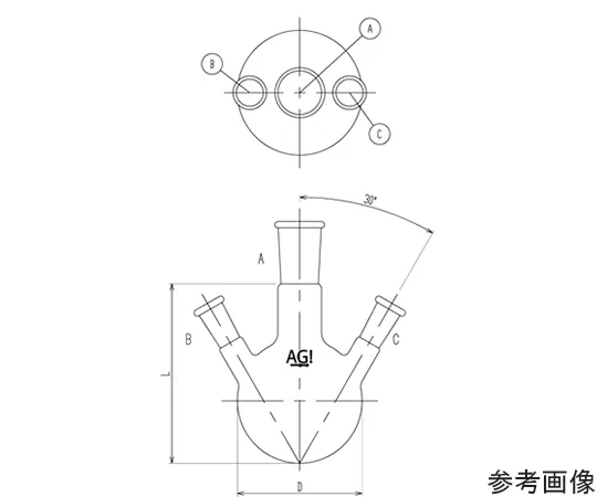 64-8911-43 Three-Way Flask 10 L 50/50/24/40 3110-10-9L4L