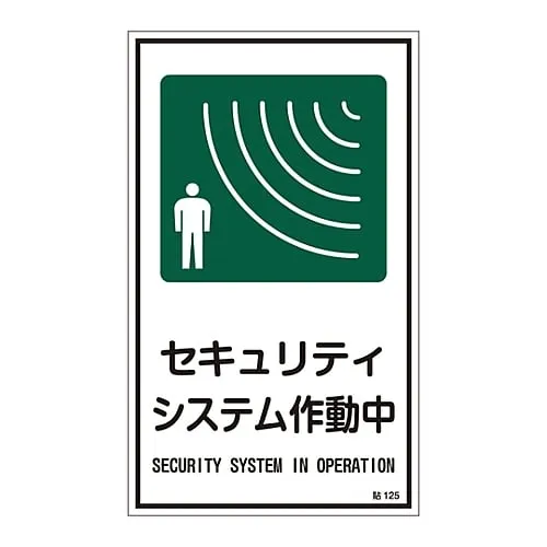 61-3399-09 Rectangular General Sign, Sign, Sticker Sign Security System Operating Sticker 125 47125