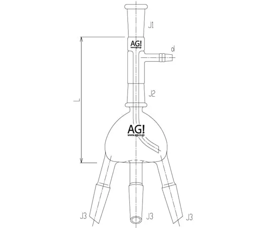 65-1837-53 Semi-Micro Decompression Branch Tube Three-Legged 135 mm 3630-1M