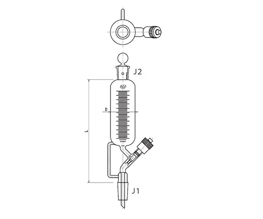 61-0187-57 Dropping Funnel with Sliding Needle Valve 30mL 3738-30N-3L