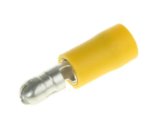 63-4641-90 RS PRO Insulated Male Crimp Bullet Connector, 2.5mm² to 6mm², 12AWG to 10AWG, 5mm Bullet diameter, Yellow 534-935