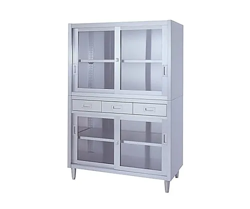 61-0013-91 With Storage Adjust (Stainless Steel (SUS430), 2 Stages Type. with Drawer, Upper And Lower Glass Door Specification) 900 x 450 x 1750 VADGG-9045